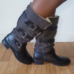 NIB Skechers Black Lunacy Outburst Faux Fur Lining Mid Calf Boots Women Size 8.5 Thumbnail