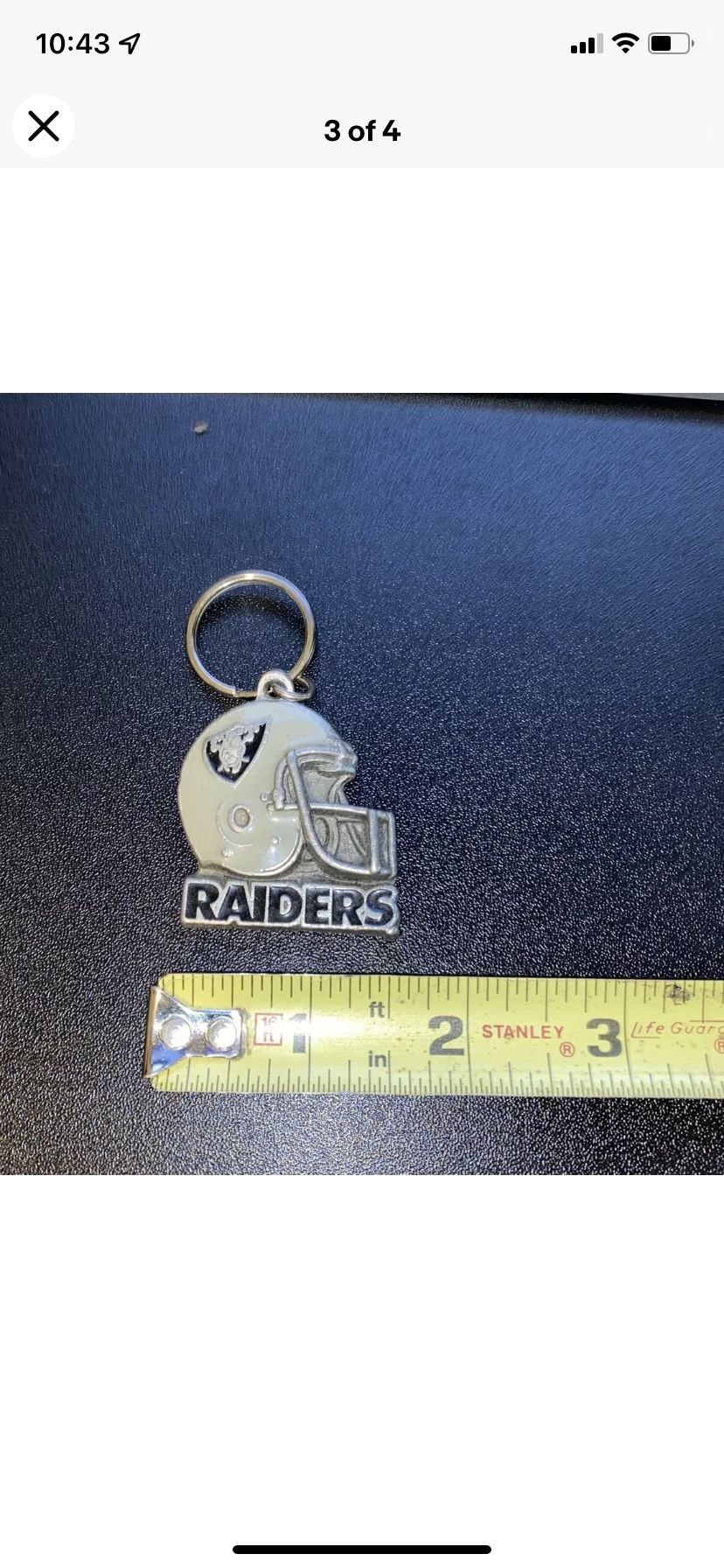 Vintage Oakland Raiders Helmet Key Chain. Made in USA Rare. Pewter