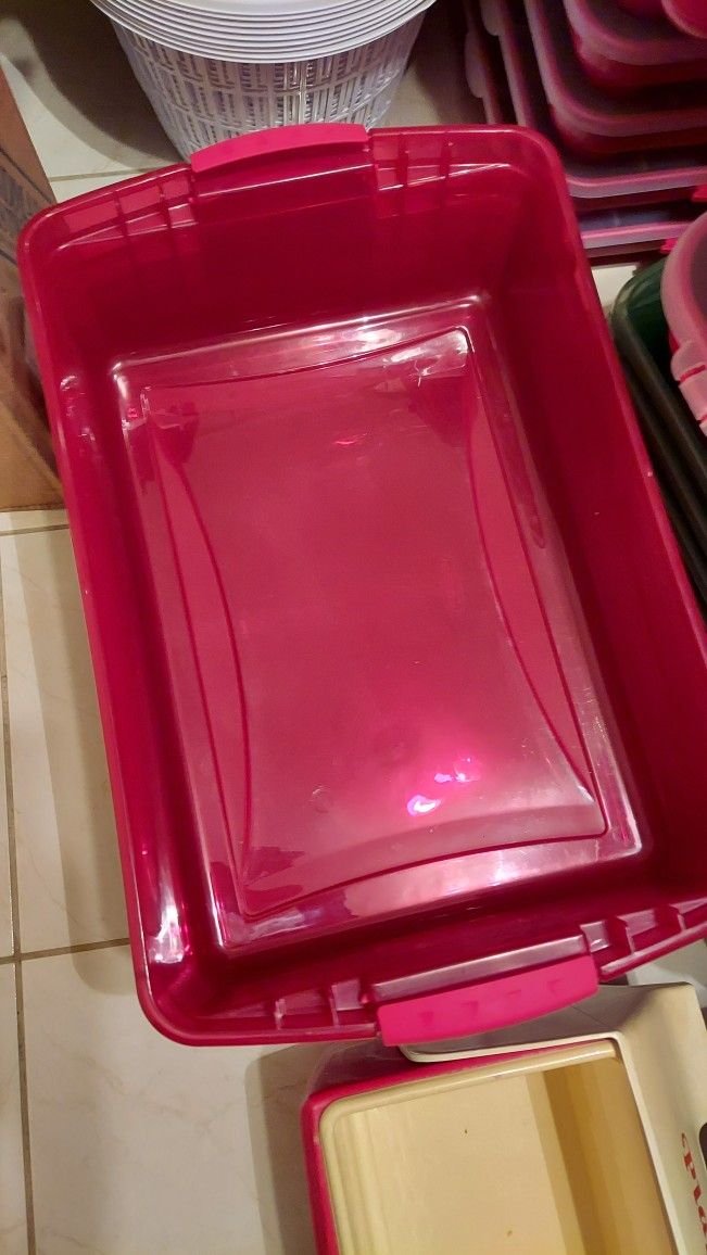 Plastic Stackable Storage Bins....$20--4ft Long Bin. Ornament Holder $7 Others $5.
