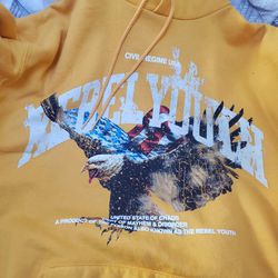 Civil Regime X Champion Rebel Youth Mens Large Yellow Graphic Eagle Hoodie Thumbnail