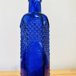Cobalt Blue Glass Bottle Diamond Point Vintage Antique  Thumbnail