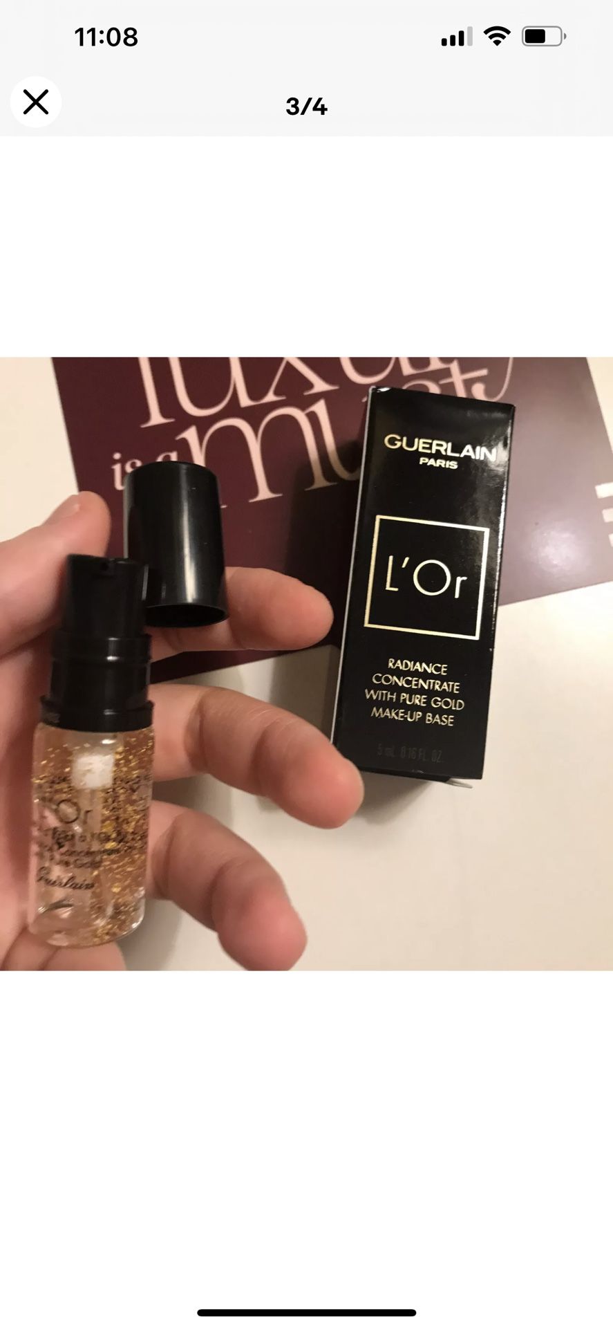 GUERLAIN L'Or Radiance Primer with Pure Gold .16oz Dlx Travel Size - NEW in Box!
