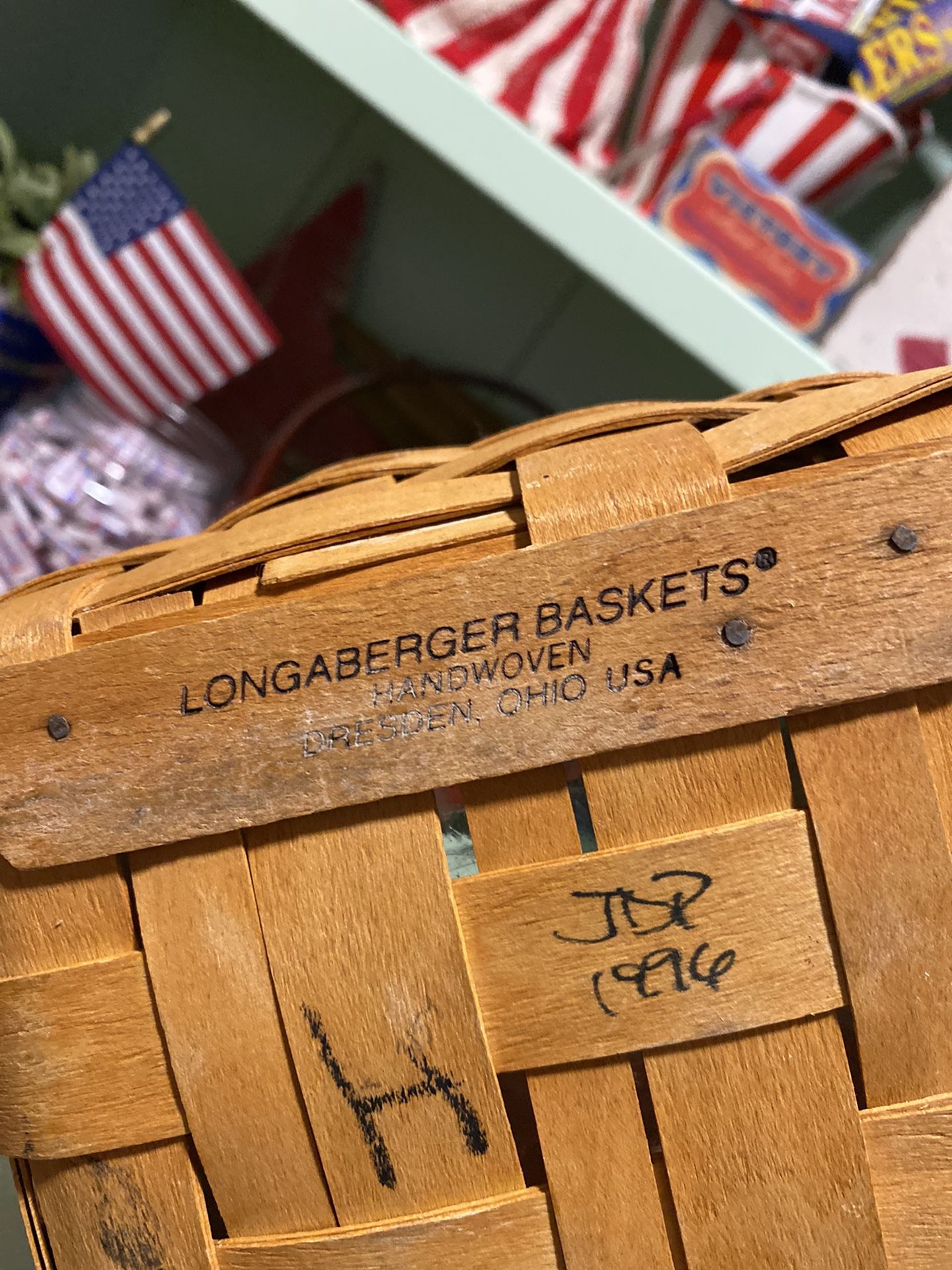 Vintage 1996 Longaberger Basket With Liner 10 Tall Waste ?