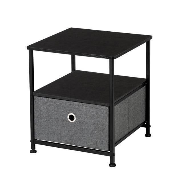 Nightstand 1-Drawer Shelf Storage- Bedside Furniture & Accent End Table Chest For Home, Bedroom, Office, College Dorm,