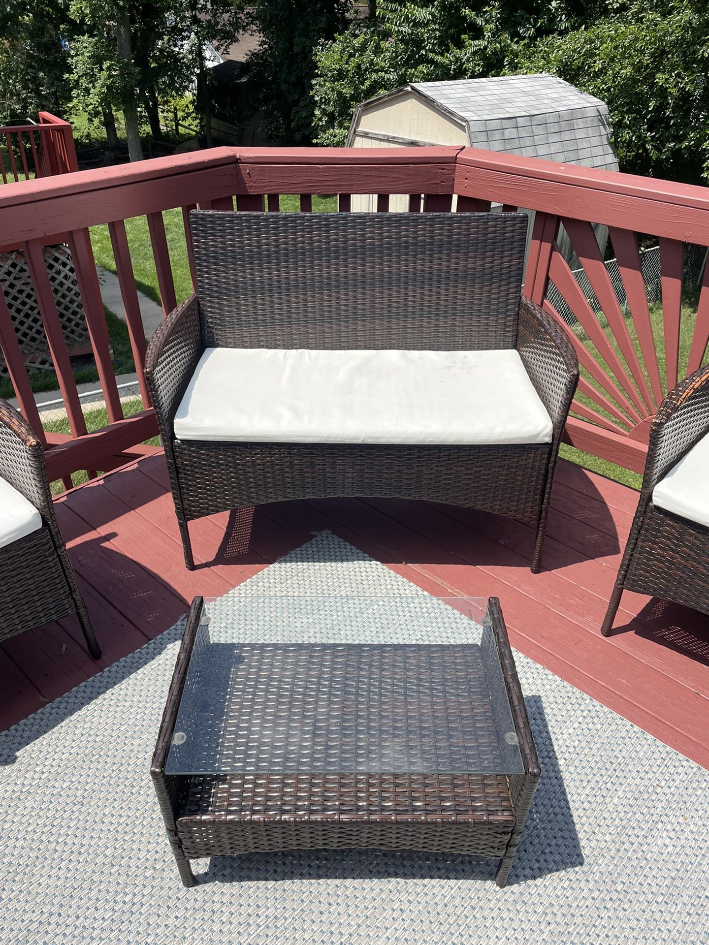 Four piece brown wicker patio set