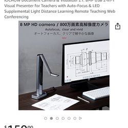 Document Camera & Visualizer Z1: 8MP USB 2-in-1 Visual Presenter for Teachers with Auto-Focus & LED Supplemental Light Distance Learning Remote Teachi Thumbnail