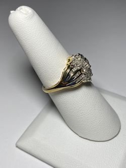 18KYG over .925 Sterling Silver .50ctw Genuine White Diamond Ring Size 8 Thumbnail