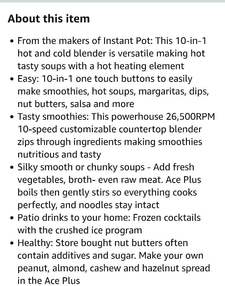 Instant Pot Ace Plus  Smoothie and Soup Blender