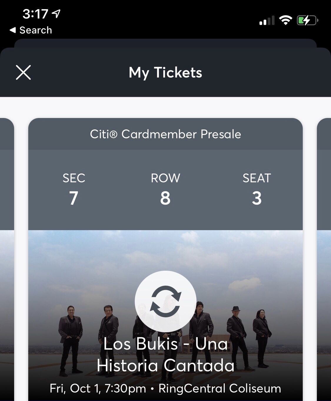 2 Boletos En Frente Los Bukis Oct. 1 $220cu
