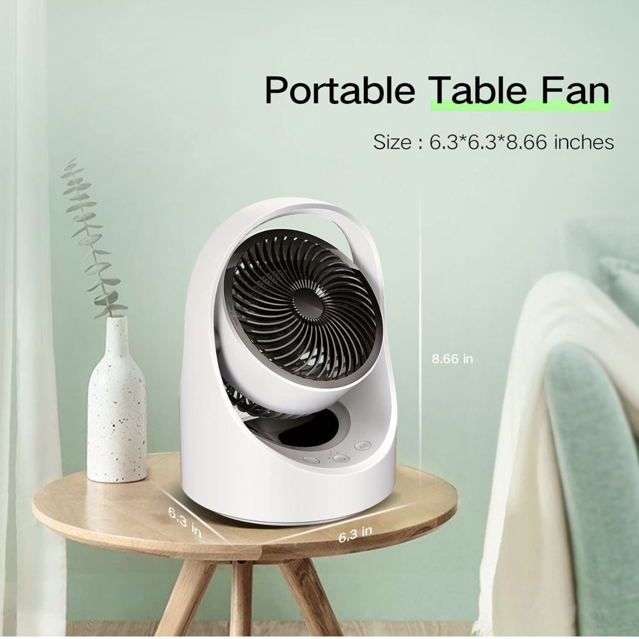 Air Circulator Fan Rechargeable Desk Fan Portable Oscillating Cordless Fan with LED Light 4 Speeds USB Powered Quiet Table Fan for Home Office Bedroom