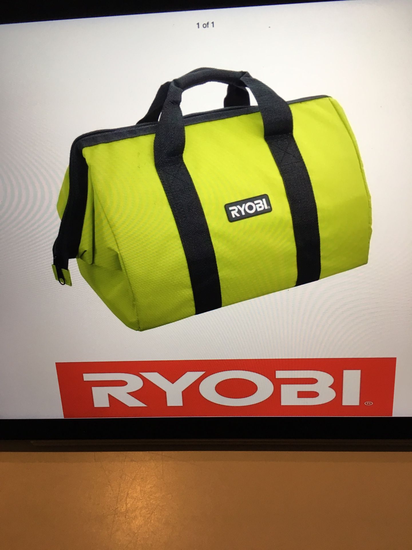 RYOBI LARGE CONTRACTORS WIDE MOUTH CANVAS TOOL BAG 18X14X12 