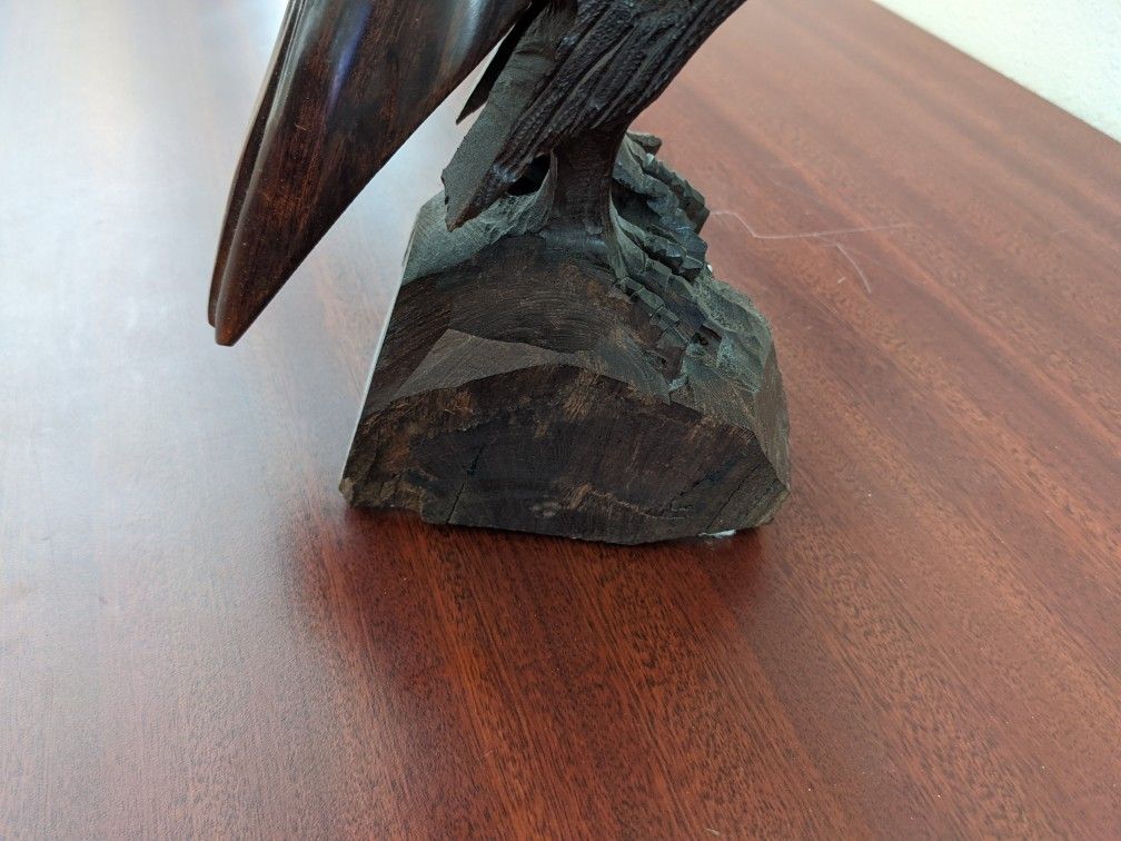 Large Hand Carved Wooden Eagle