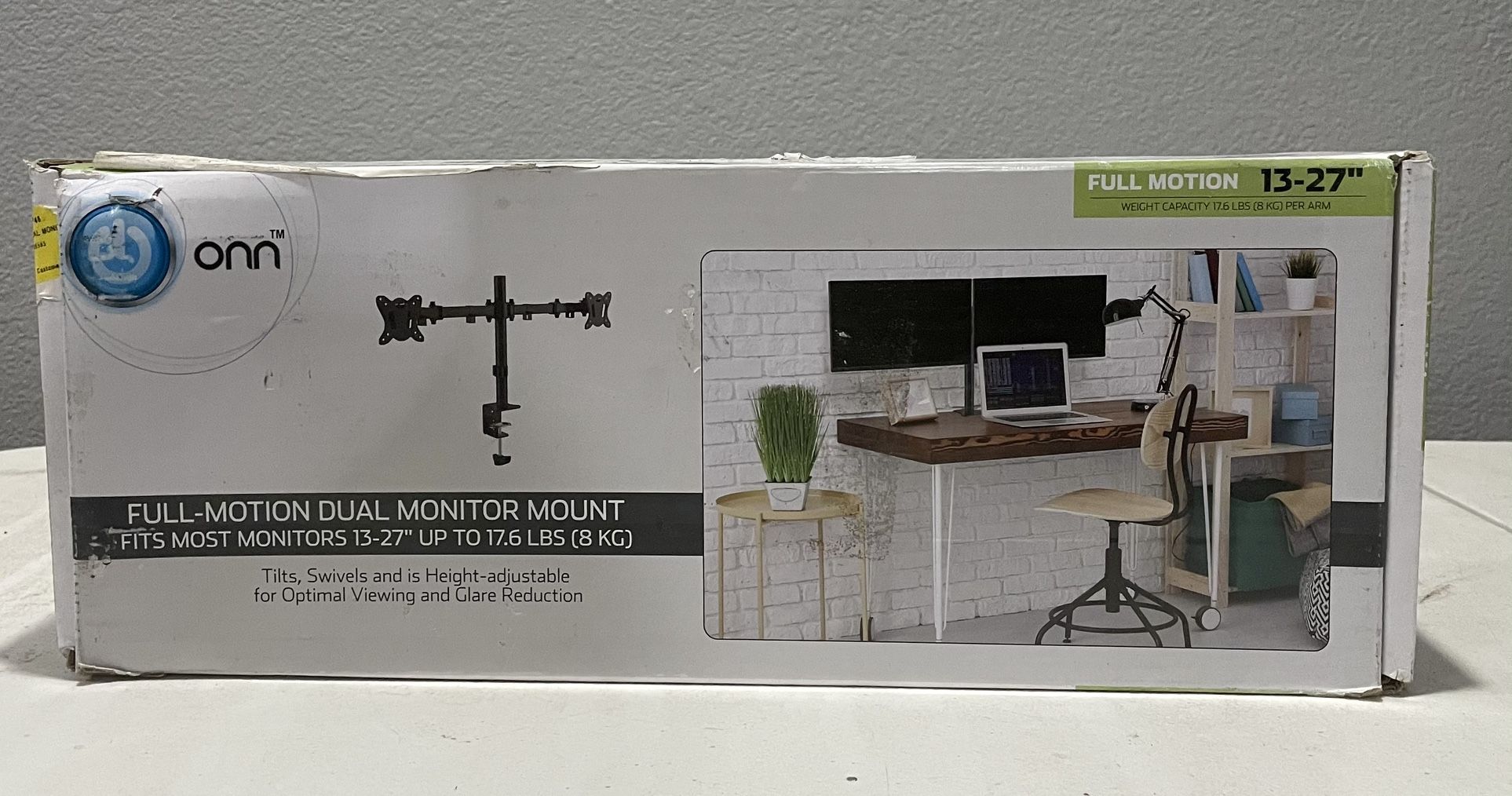 ONN Full Motion Dual Monitor Arm, For Monitors 13" to 27"