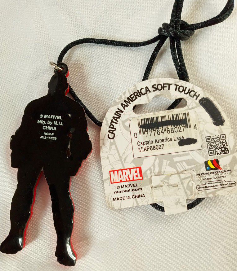 Necklace Captain America Rubber Soft Touch, Marvel, 3.5 Inches Length