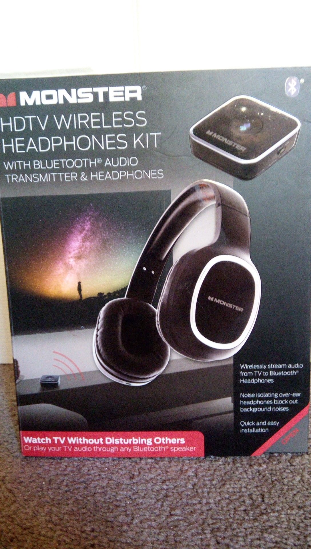 "Monster" HDTV WIRELESS HEADPHONES KIT W/BLUETOOTH AUDIO TRANSMITTER