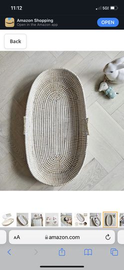 Bebe Bask - - Handmade Baby Changing Basket - - 100% Natural Organic Seagrass & Cotton Moses Basket - - Waterproof Bamboo Pad, & Thick, Soft Luxury Le Thumbnail