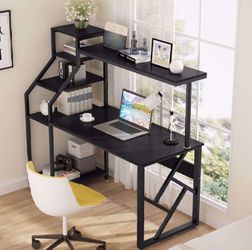 Rustic Style Home Office Computer Desk with Shelves Thumbnail