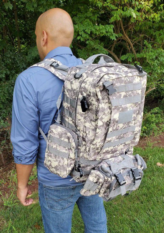 55L Military Tactical Backpack For Camping, Hiking, Trekking, Hunting, Bug Out Bag, Etc. 