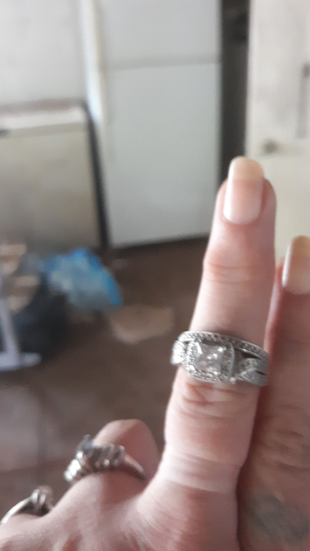 Vintage sterling silver cubic zirconia wedding set size 9