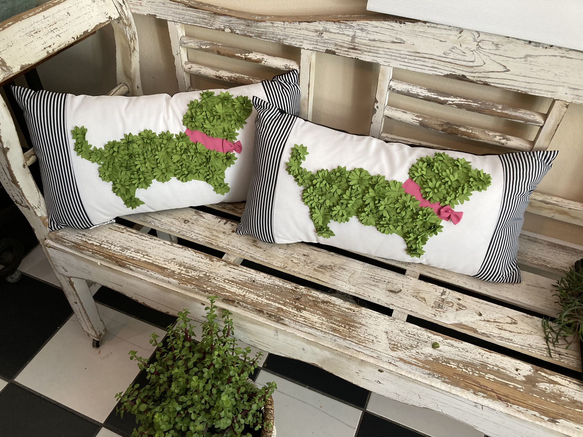 Spring sale! Dog Topiary Outdoor Pillow