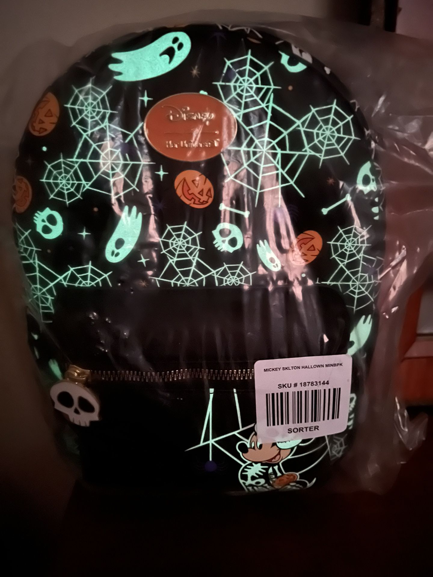 Disneys Glow In The Dark Mickey Skeleton Mini Backpack 