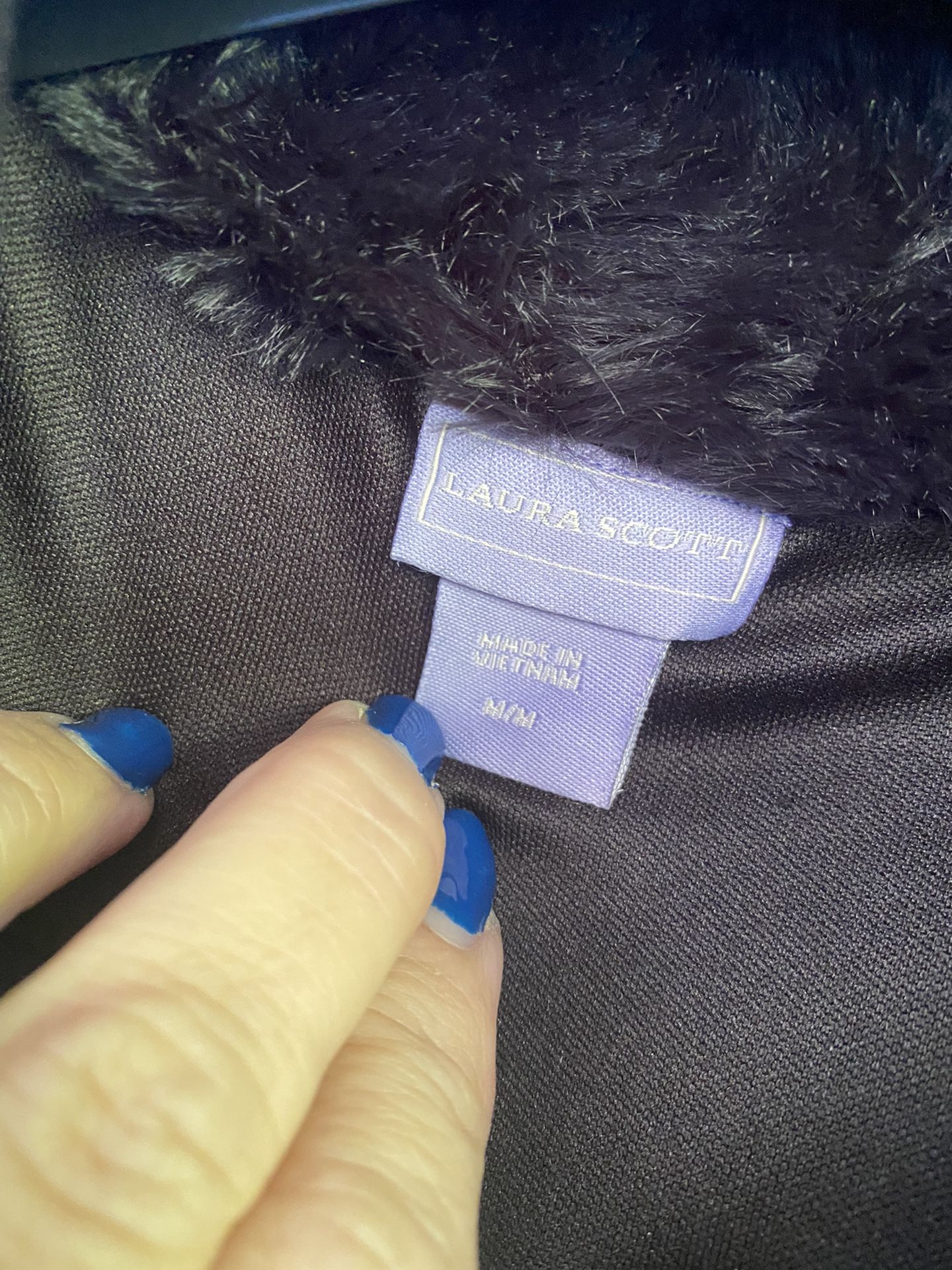Laura Scott M Faux Fur Black Vest Zipper