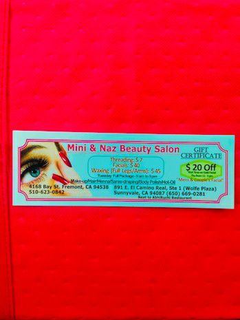 Mini & Naz Beauty Salon Sunnyvale Gift Certificate 