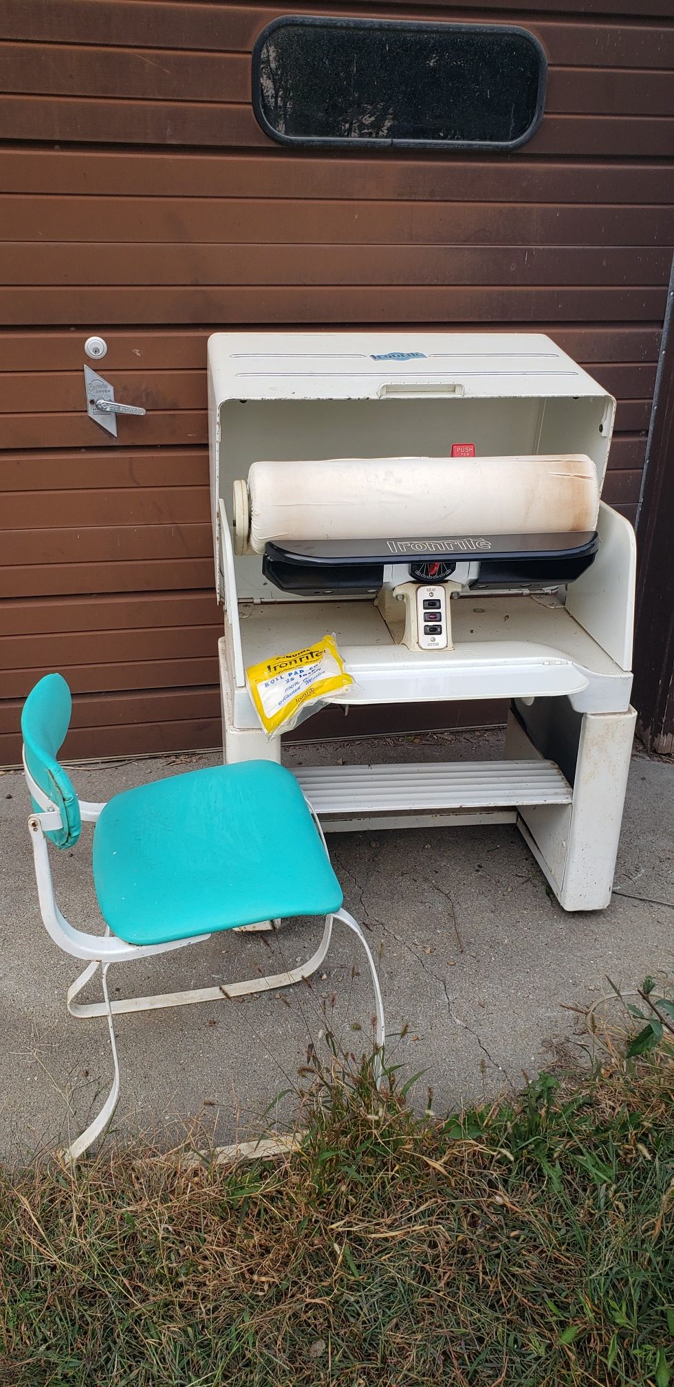 Ironrite machine with chair