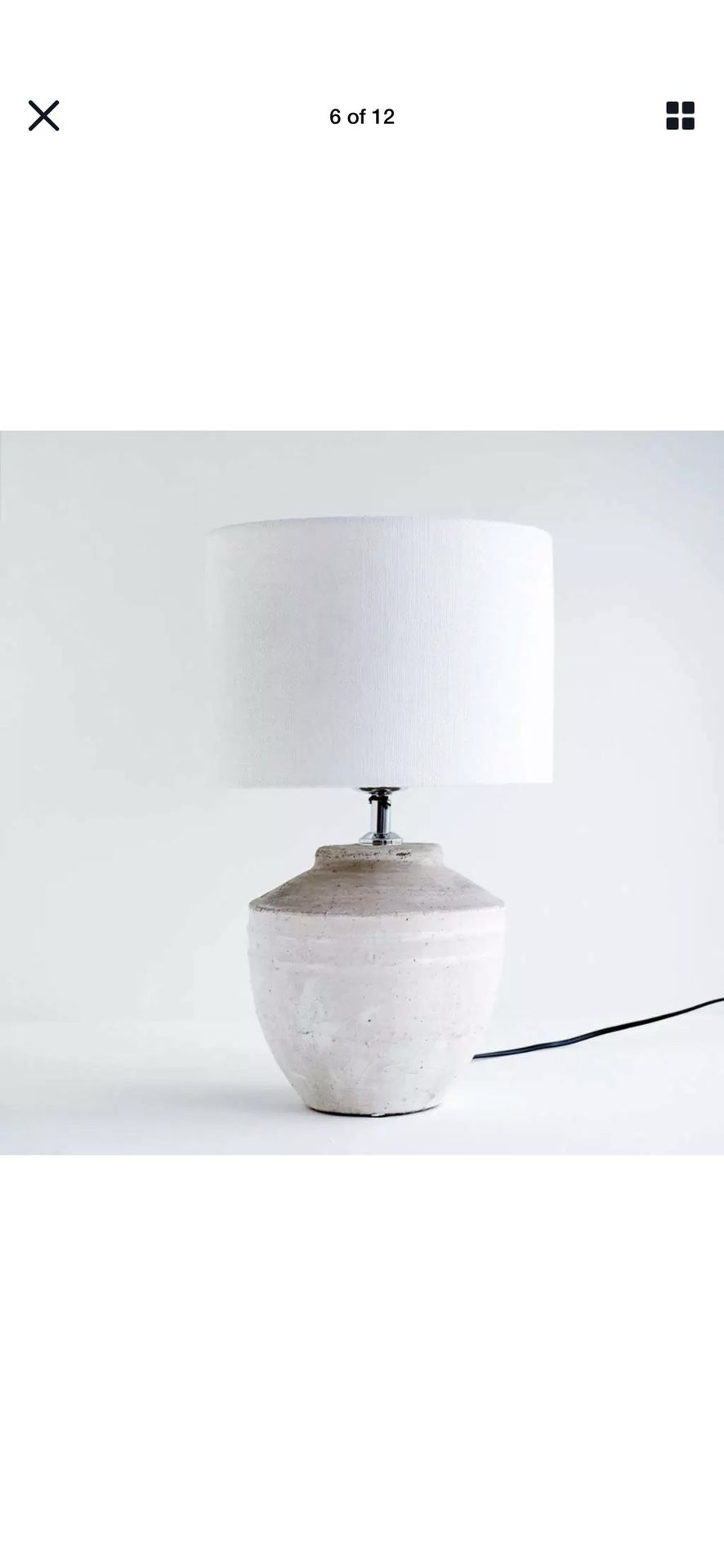 White Gray Table Lamp Industrial Concrete light and living new in box