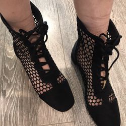 Sexy Fishnet Boots Size 8.5 Or 9  Thumbnail