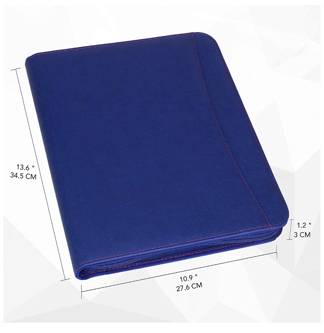 Wundermax BLUE SLIM PORTFOLIO PADFOLIO Phone Tablet Pockets Full Note Pad NEW 