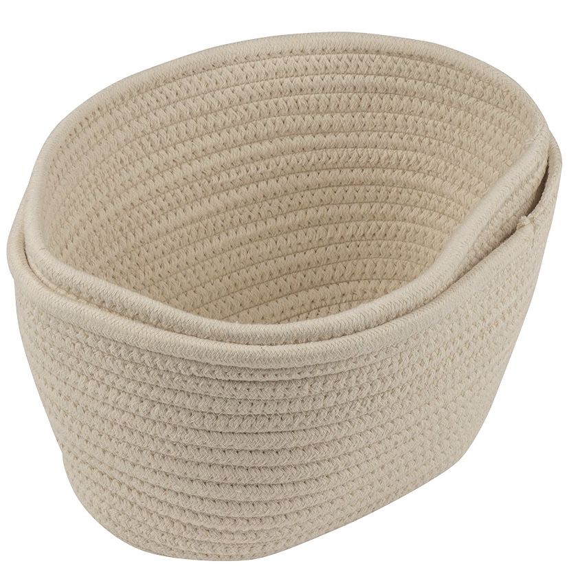 Woven Storage Baskets - 3-Pack Cotton Rope Baskets, Decorative Hampers, Collapsible Rope Storage Bins for Toys, Towels, Blankets, Nursery, Kids Room,