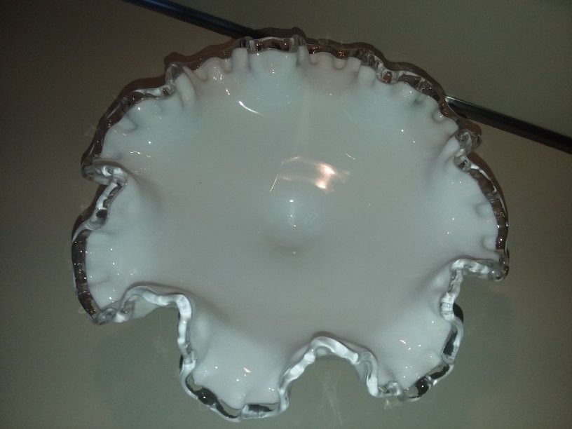 Beautiful Fenton Milk Glass Pedestal Bowl