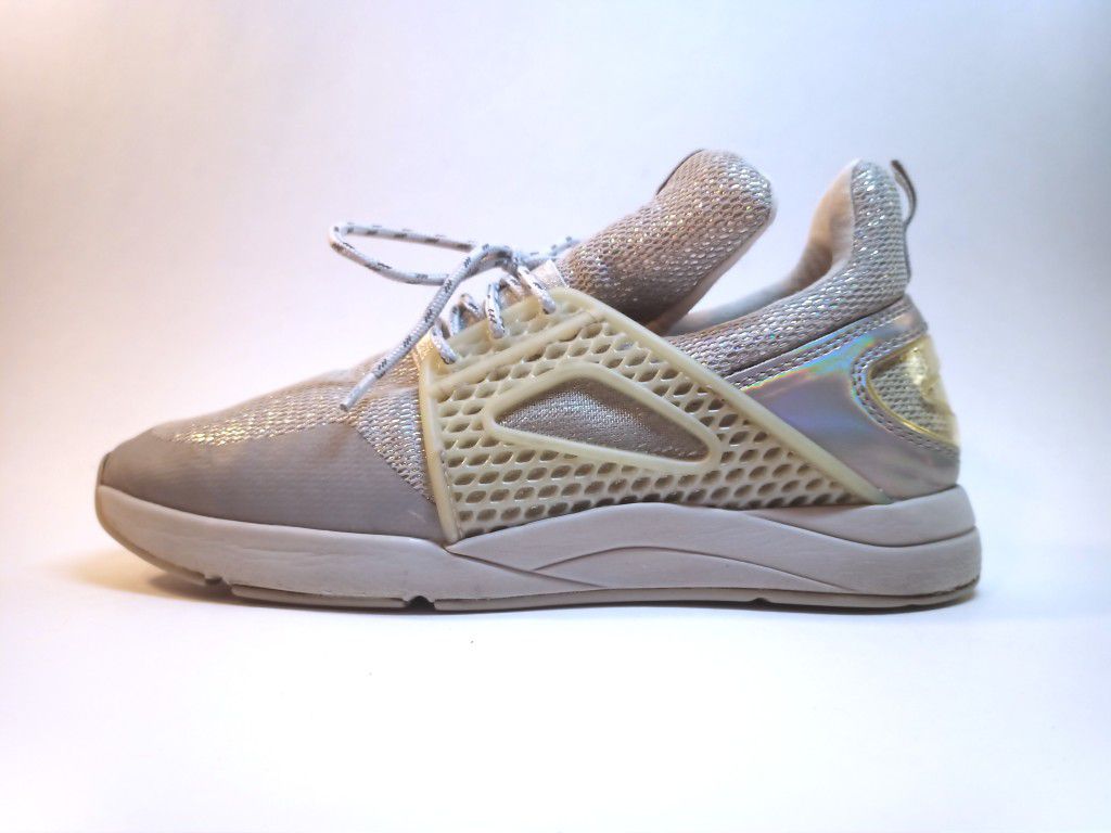 ALDO Holographic Reflective Silver Lace Up Athletic Walking Shoes Sneakers sz 8