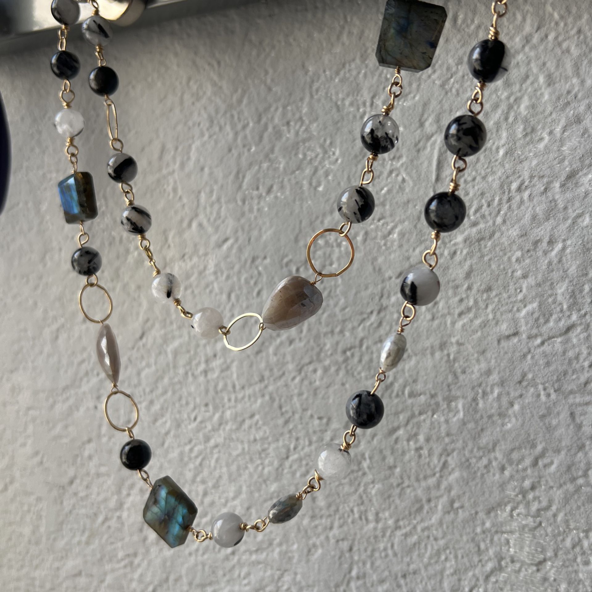 Mixed Gemstone Necklace On 14k Gold Filled Handmade By Me 