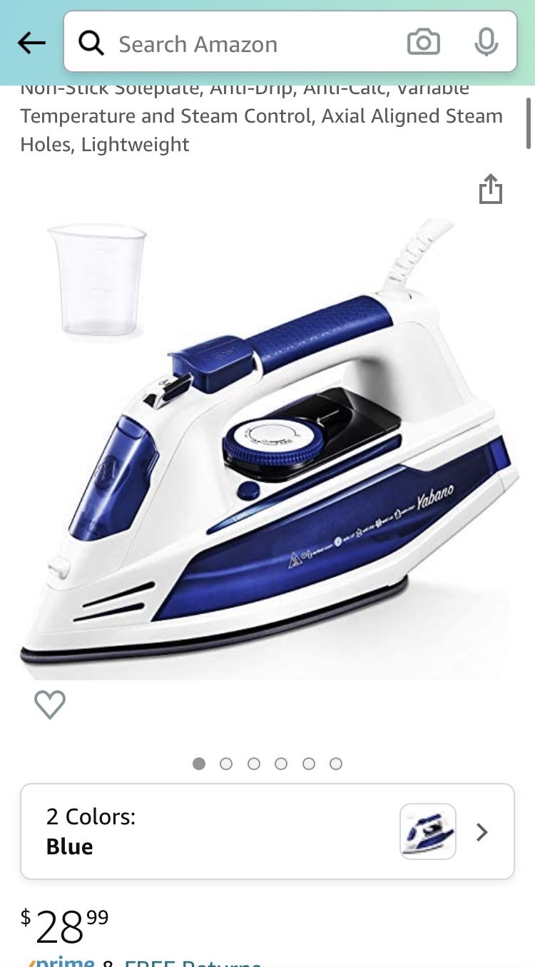 Yabano Steam Iron, Professional Iron for Clothes with Non-Stick Soleplate, Anti-Drip, Anti-Calc, Variable Temperature and Steam Control, Axial Aligned