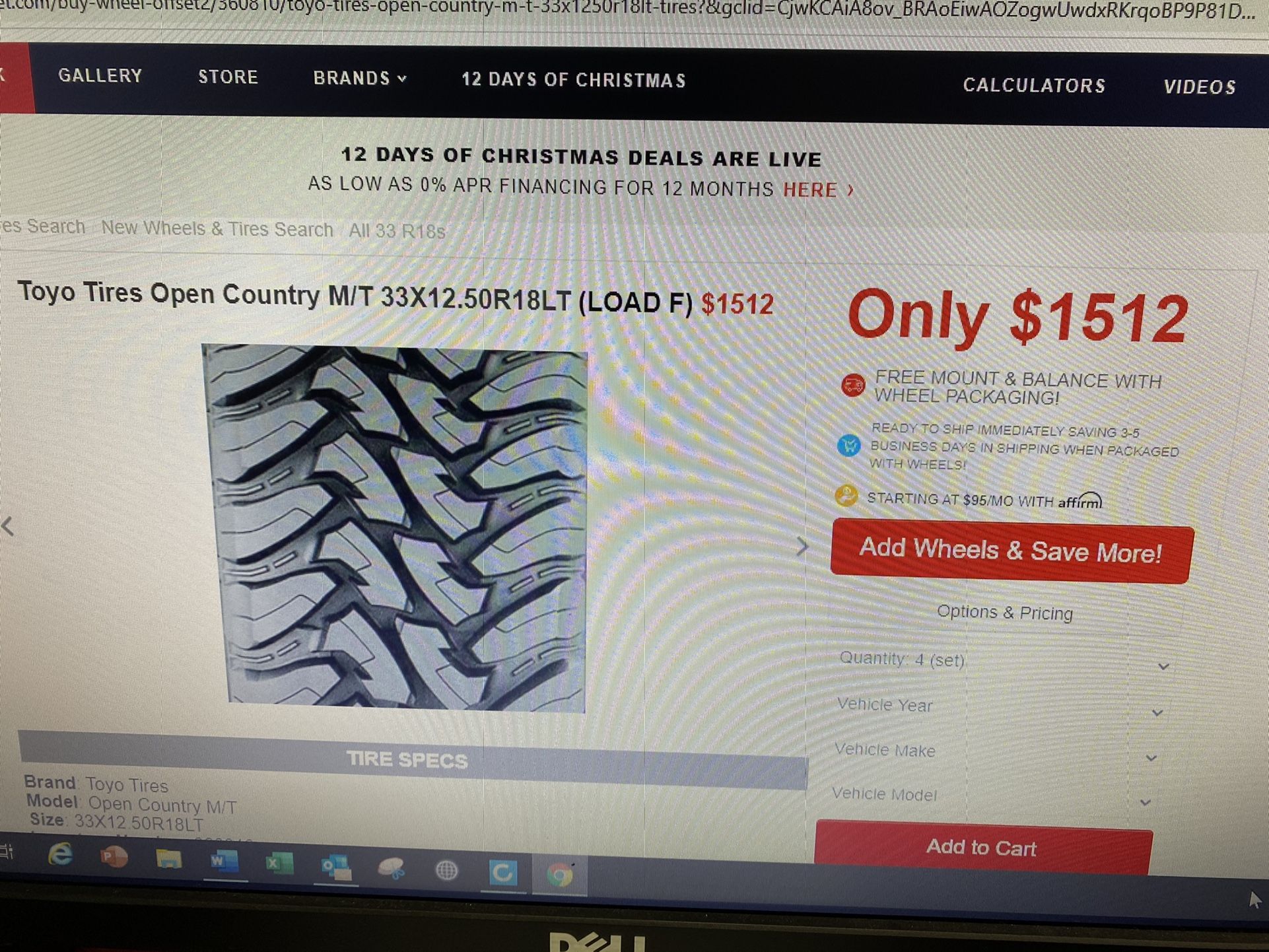 Method Wheels With 33x12.5x18 Toyo Open Country MT Tires for Sale in