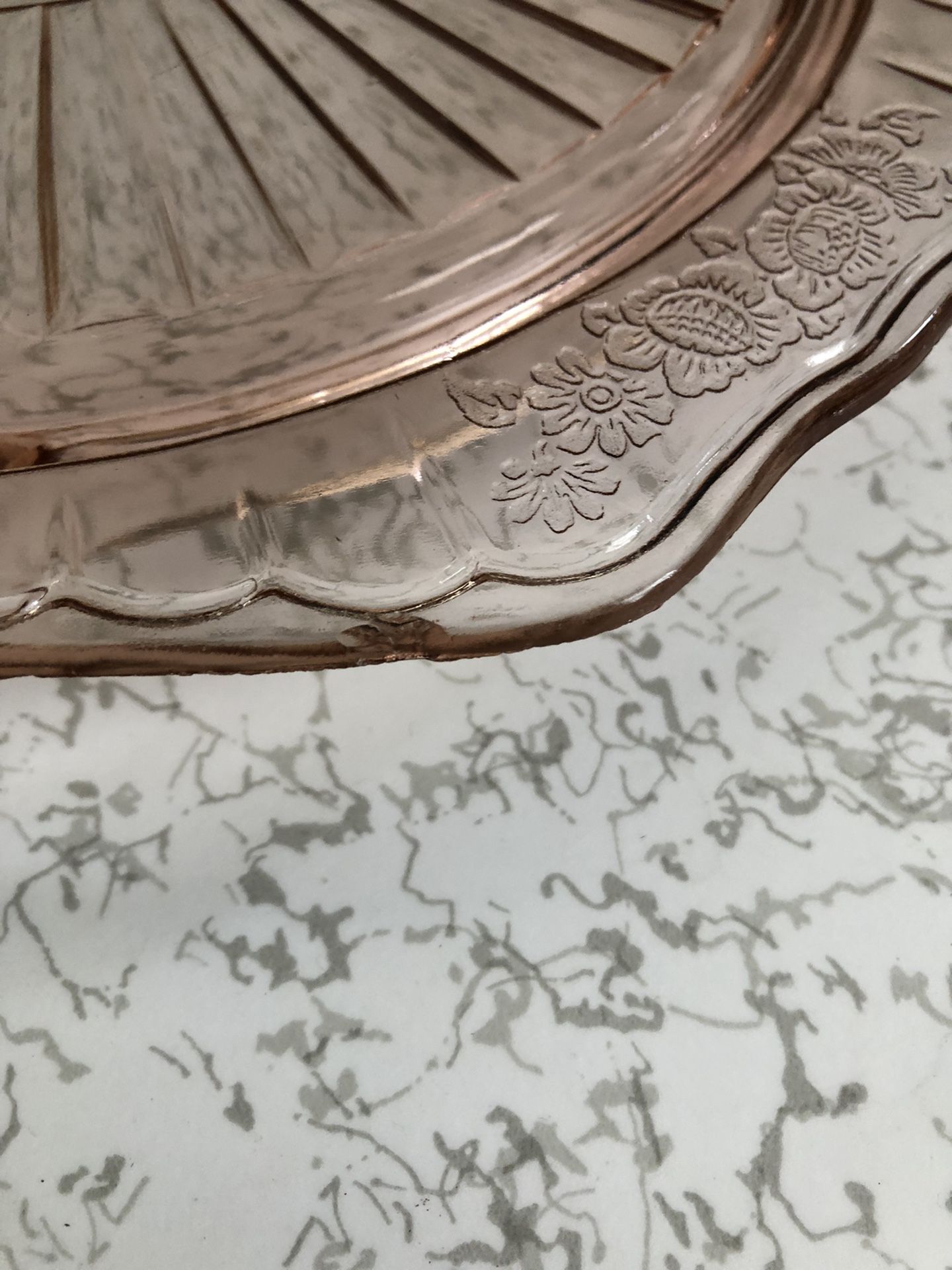 Vintage Anchor Hocking Mayfair Pattern Pink Depression Glass Cake Plate
