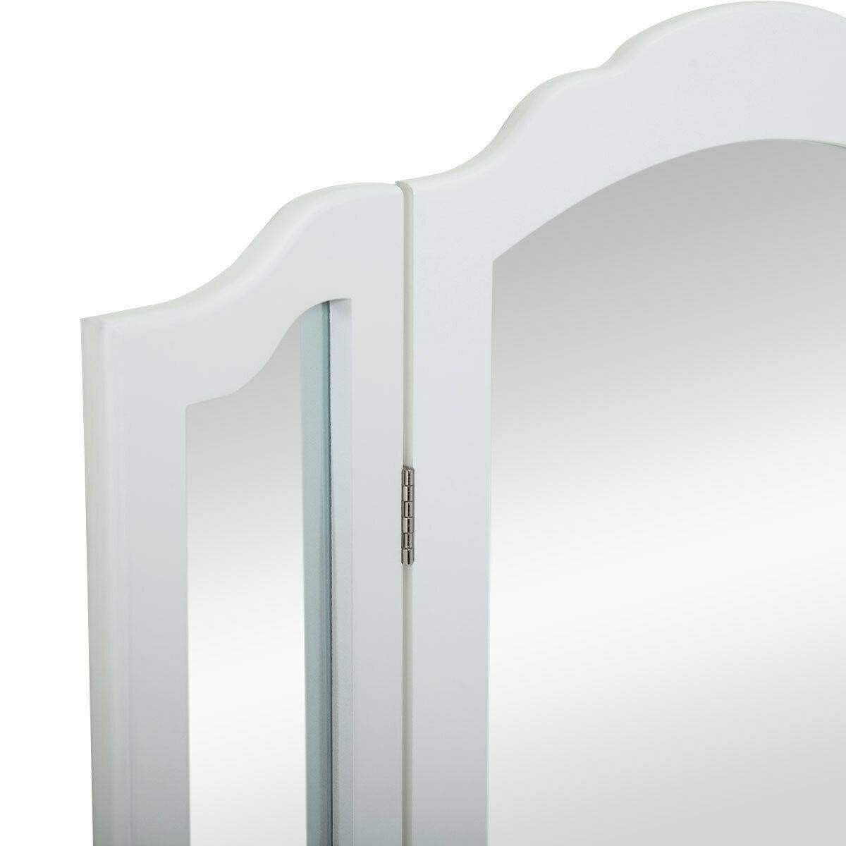 🔥BRAND NEW White Vanity Set with Foldable Mirrors