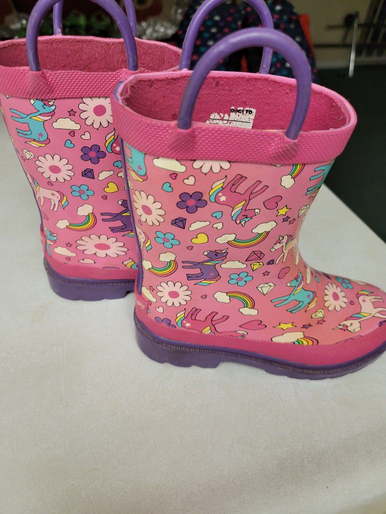 Lily and Dan unicorn  Rain boots Size 9 - 10 kids