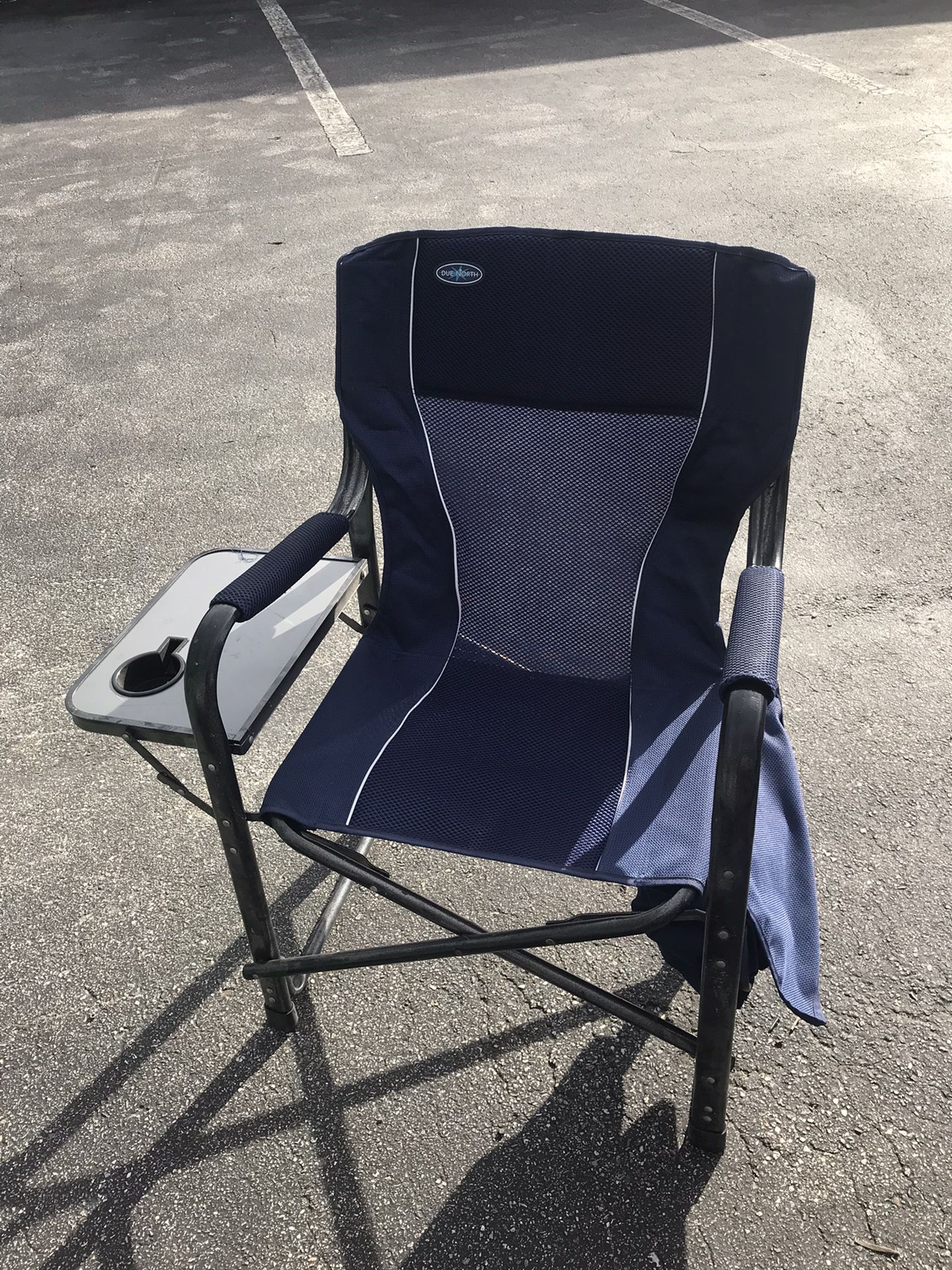DUE NORTH Powder Coated Folding Camping Chairs, Heavy Duty with side table cup holder and cooler