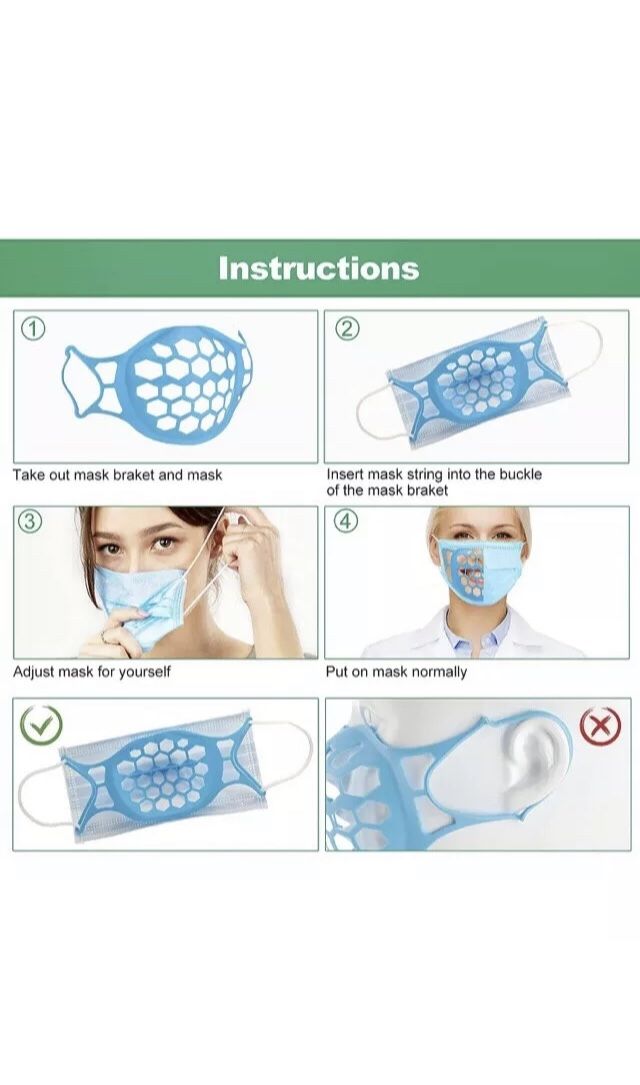 Silicone Breathable Face Mask Bracket, Certified, Blue