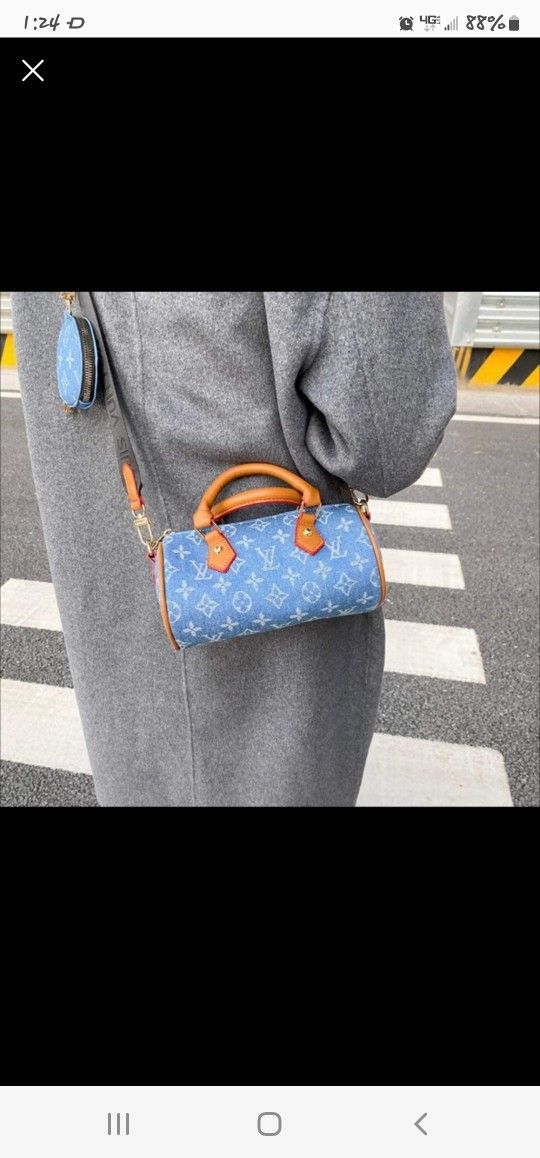 Baby Blue Fashion Bag W Matching Mini Bag Set Crossbody Bag