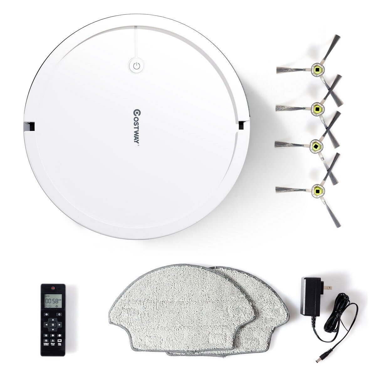 Costway Robot Vacuum Cleaner Self-Charge App Voice Control Filter Water Tank White