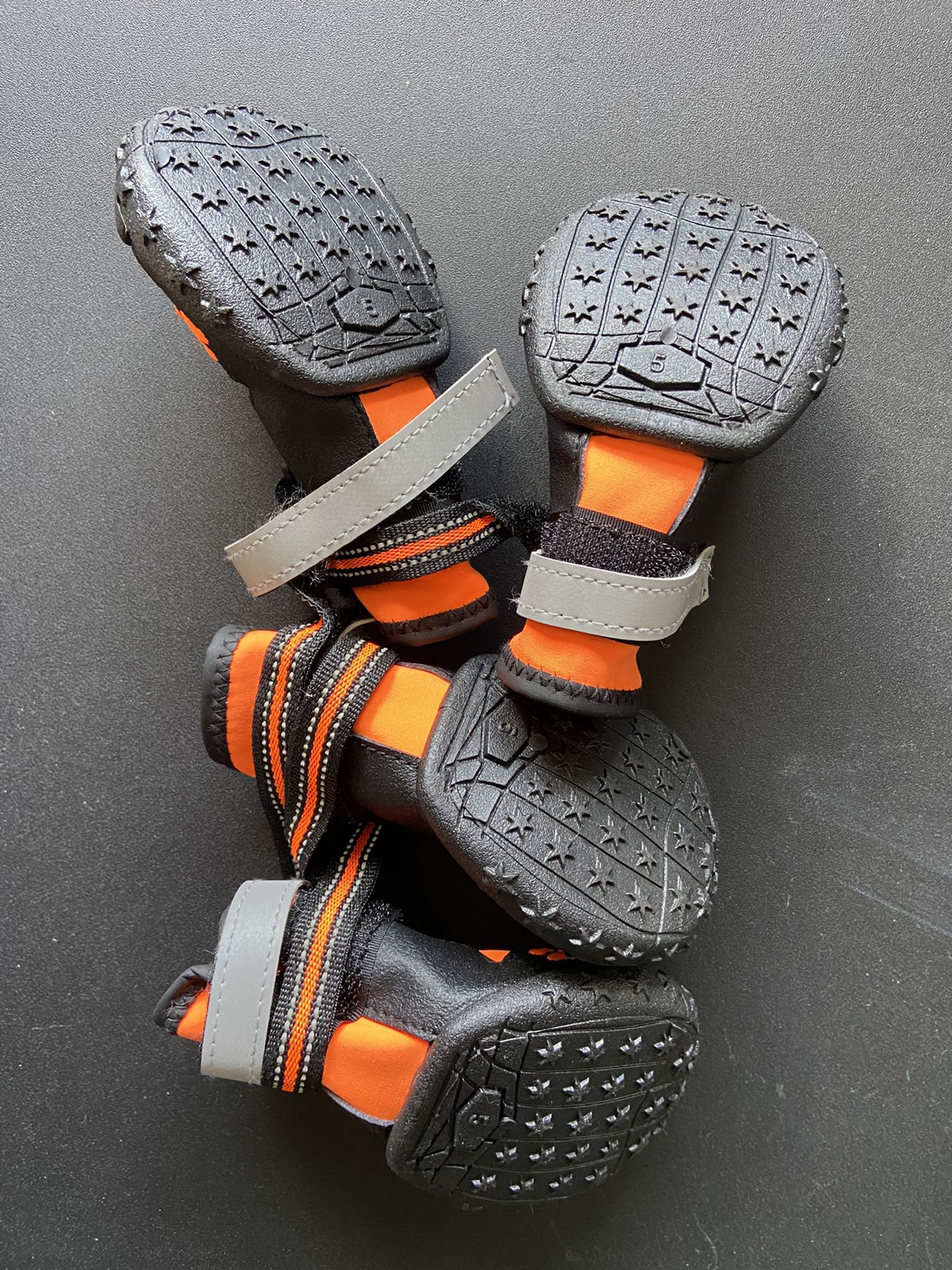 Orange & Black Doggie Boots/Shoes Size 7