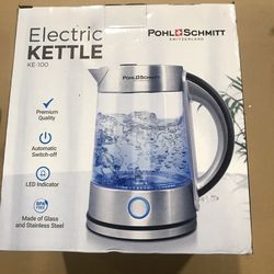 Pohl Schmitt 1.7L Electric Kettle with Upgraded Stainless Steel Filter, Inner Lid & Bottom, Glass Water Boiler & Tea Heater with LED, Cordless, Auto Thumbnail