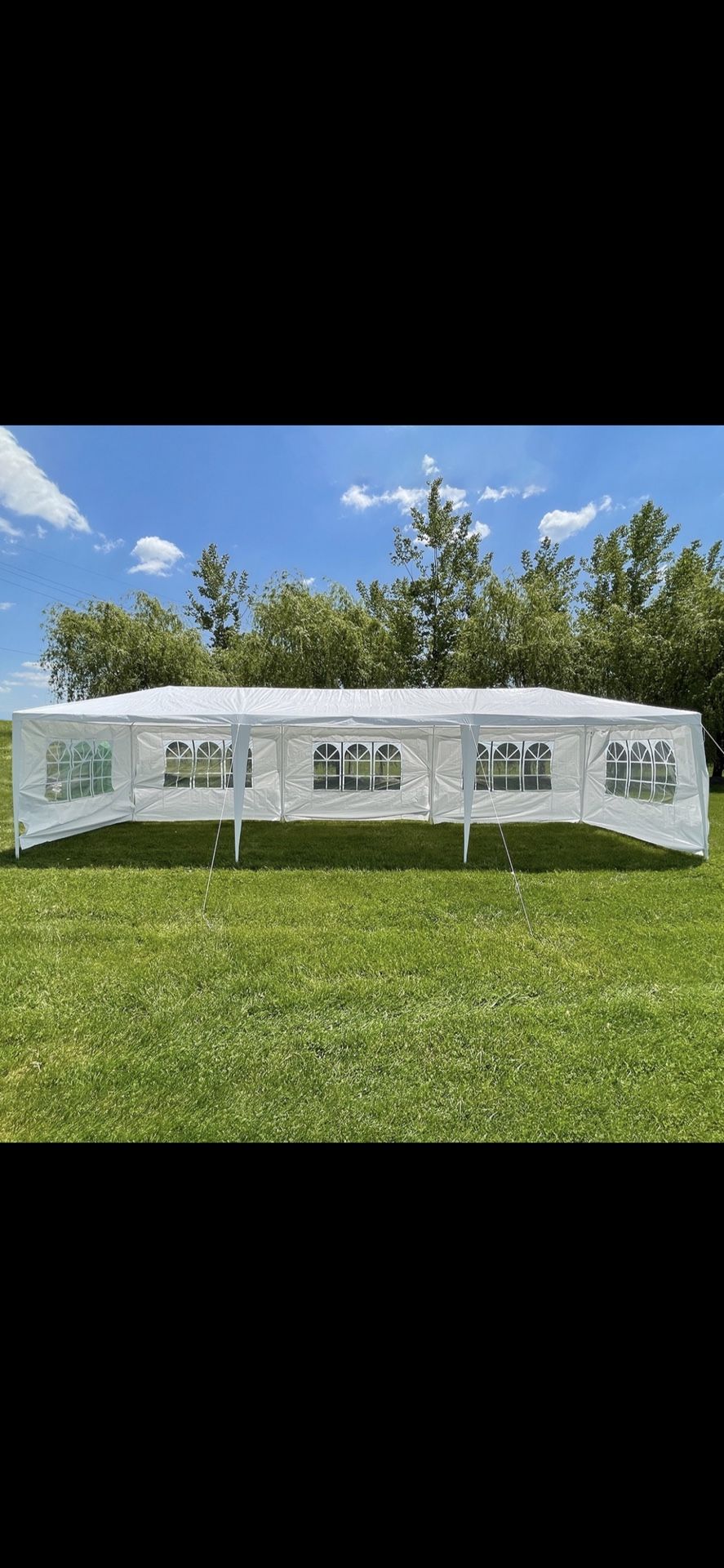 10'x 30' White Gazebo Wedding Party Tent Canopy With 6 Windows & 2 Sidewalls-8 For Sale