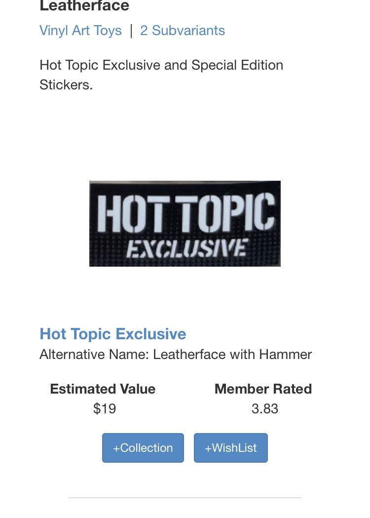 leatherface hot topic exclusive