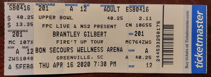 2 Brantley Gilbert Tickets  - Nov 20 Thumbnail