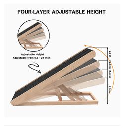 SASRL Adjustable Pet Ramp for All Dogs and Cats - Folding Portable Dog Ramp for Couch or Bed with Non Slip Carpet Surface, 40”Long and Height Adjustab Thumbnail